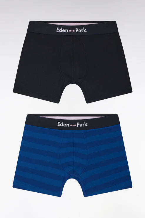 Eden Park - Lot de deux boxers marine et cerclé bleu