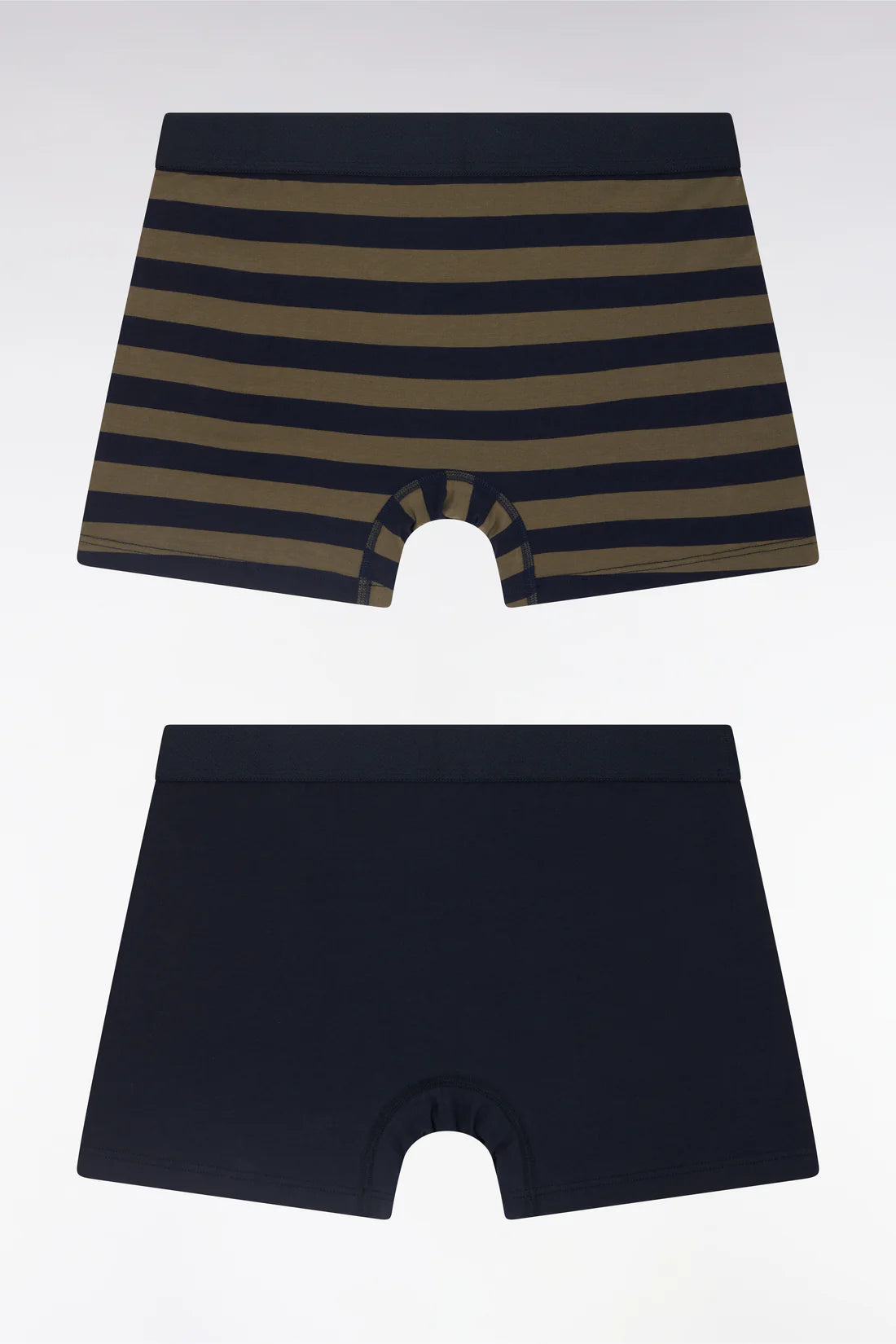 Eden Park - Lot de deux boxers unis et cerclés marine et kaki