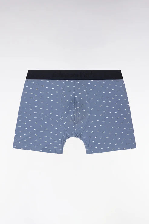 Eden Park - Lot de deux boxers unis et imprimés bleu gris