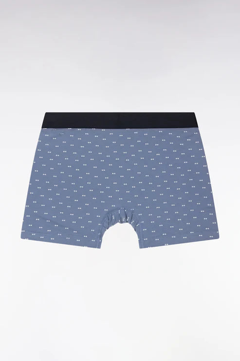 Eden Park - Lot de deux boxers unis et imprimés bleu gris