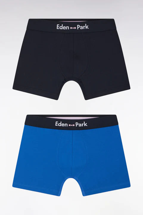 Eden Park - Lot de deux boxers tricolore marine et bleu