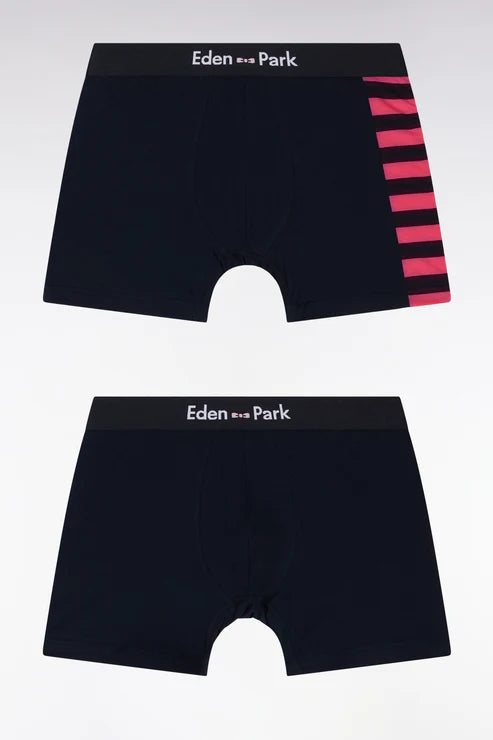 Eden Park - Lot de deux boxers marine et fuchsia détails cerclés