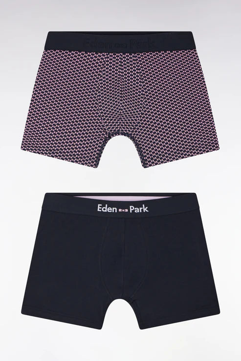Eden Park - Lot de deux boxers uni et rose imprimé