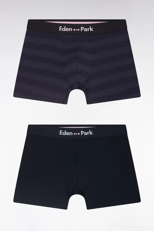 Eden Park - Lot de deux boxers marine et cerclé marine