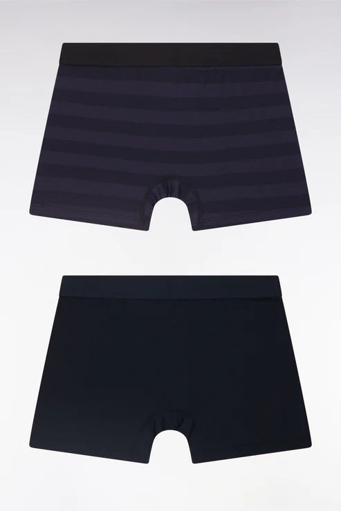 Eden Park - Lot de deux boxers marine et cerclé marine
