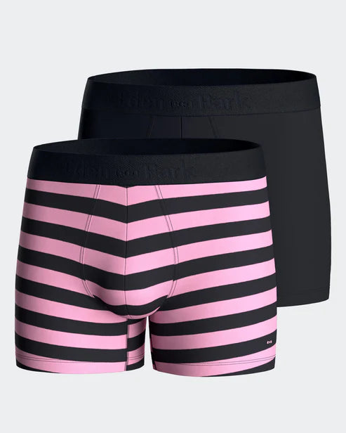 Eden Park - Lot de deux boxers unis et cerclés marine et rose