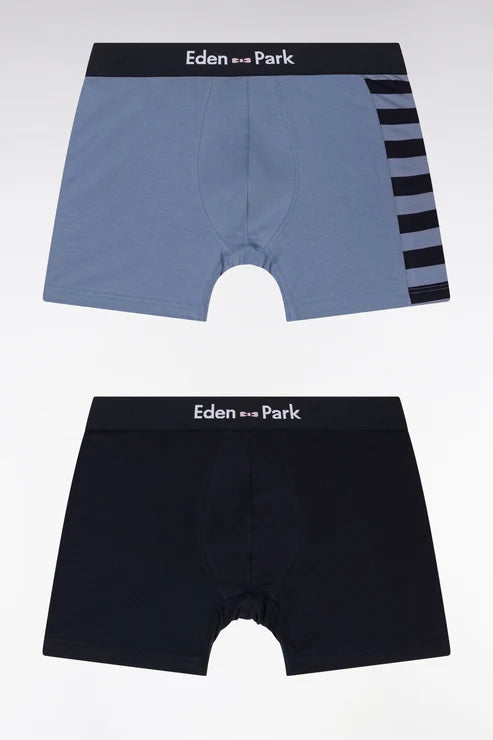 Eden Park - Lot de deux boxers marine et gris détails cerclés